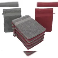 Betz 10 Stück Waschhandschuhe PREMIUM 100% Baumwolle Waschlappen Set 16x21 cm Farbe dunkelrot und anthrazit