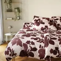 Elegante Interlock Jersey Bettwäsche Shadows rose wine 155x200 cm + 80x80 cm - lila;rot;beige