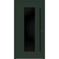 Haustuerenland.de Aluminium Haustür RC2 "BENJA" 90 mm BLACKLINE Tannengrün matt RAL 6009 beidseitig innen öffnend DIN rechts