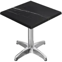 GGM Möbel WBC | Bistro Außen Tisch | B:T:H 70 x 70 x 80,5 cm | Schwarz Marmor / Aluminium | Quadratisch