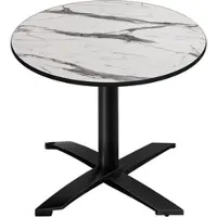 GGM Möbel CPTG | Bistro Tisch | Ø:H 70 x 76 cm | Weiß Marmor / Aluminium Schwarz | Klappbar/ Zusatzgewicht