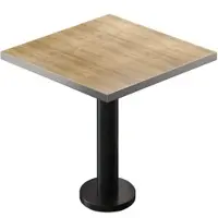 GGM Möbel BML | Bistro Tisch | 80 x 80 x 74,5 cm | Quadratisch | Edelstahl Rand | Eiche / Schwarz