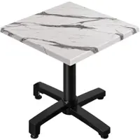GGM Möbel WBO | Bistro Außen Tisch | B:T:H 70 x 70 x 78,5 cm | Weiß Marmor / Schwarz | Quadratisch | Klappbar + Zusatzgewicht