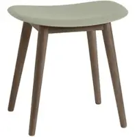 Muuto Fiber Stool, wood base, dusty green / dunkelbraun gebeizt