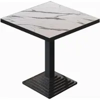 GGM Möbel BPY | Bistro Tisch | 60 x 60 x 78,5 cm | Quadratisch | Schwarzer Rand | Weiß Marmor / Schwarz