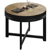 GGM Möbel BO | Bistro Tisch | Ø70xH54cm | 50mm | Schwarzer Rand | Eiche/ Schwarz