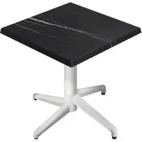 GGM Möbel WAP | Bistro Außen Tisch | B:T:H 70 x 70 x 74 cm | Schwarz Marmor / Weiß | Quadratisch