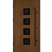 Haustuerenland.de Aluminium Haustür "ANTOINETTE" BLACKLINE 68 mm Golden Oak holzähnlich beidseitig außen öffnend DIN links