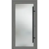 Haustuerenland.de PREMIUM Aluminium-Glas Haustür "AMY" 90 mm BLACKLINE flächenbündig Graualuminium RAL 9007 außen öffnend DIN links
