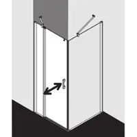 Kermi Pega Pendeltür 1-flügelig mit Festfeld PE1NL09018VPK 90x185cm, silber hochglanz, ESG klar Clean, links, auf Duschwanne