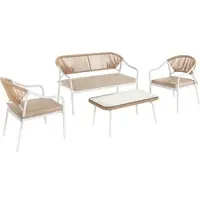 Happy Home 4tlg. Lounge im hellem Rattan mit Sitzkissen - Beige