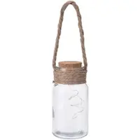 SELF IMPORT AGENCIES LED Laterne 6,5x15cm mit Kork und Jute Henkel inkl. Batterien Warmweiß Glaslaterne Dekoglas Beleuchtung Deko Licht Gartendeko Glasgefäß
