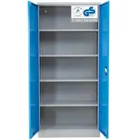 Proregal Stahlschrank BEE mit 10 verzinkten Fachböden | HxBxT 195x92x42cm | Grau-Hellblau | Werkstattschrank Werkzeugschrank Aktenschrank