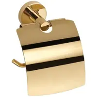 BRILLANTBAD BILLO Papierrollenhalter mit Deckel Messing Gold poliert 80x140x155 mm für Bad & WC >> zum Bohren oder Kleben*