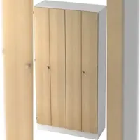 Bümö office Aktenschrank mit Falttüren, Büroschrank 100cm breit in Weiß/Eiche - Ordnerschrank 5OH groß, Falttürenschrank für Akten, Ordner & Co. -