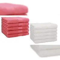 Betz 10 Stück Gästehandtücher PREMIUM 100% Baumwolle Gästetuch Set 30x50 cm himbeere und weiß