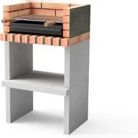 MAESTRO FERRETERO MF - Vorgefertigter Gartenkamin für Holz und Holzkohle Modell Niza/Zon Short Plus (Grau, Orange - 62 x 46 x 107 cm) REF: M00046 - Für den Außenbereich