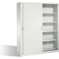 C+P Aktenschrank Acurado mit Schiebetüren, 2 x 5 Ordnerhöhen, H1950xB1600xT500mm Front Lichtgrau Korpus Lichtgrau