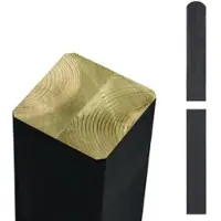 Plus Premium Leimholzpfosten mit Kopfrundung Länge 128 cm NTR-A 9 x 9 cm schwarz farbgrundiert