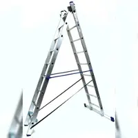 Szagato Schiebeleiter 2x10 Stufen Länge 4,5m 273x41cm ALU Schiebeleiter 2 teilig Stufenschiebeleiter Schiebeleiter Alu-Schiebeleiter Mekrzweckleiter