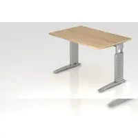 Proregal - Büromöbel mit top Leistungsdaten Schreibtisch Mauri | Eiche | Silber Gestell | BxT 120x80cm | Arbeitshöhe 68-86cm | höhenjustierbar, 2cm Raster | C-Fuß-Gestell | Rechteckform