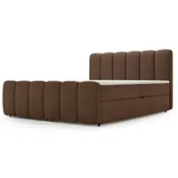 GRAINGOLD Boxspringbett Cloud 160x200 - Bett mit Matratze und Topper - Boxspringbett mit Bettkasten und Matratze - Boxspringbett Braun (Royal 06)