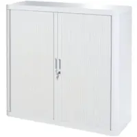 PaperFlow Rollladenschrank aus Metall und Kunststoff, abschließbar, 110 x 104 x 42 cm (B/H/T), lichtgrau, 2 Böden