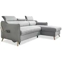 Miuform Sweet Harmony - Ecksofa mit Bettfunktion - 228x162cm - Hellgrau - L-Form Rechts - Schlafsofa Couch