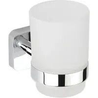 BRILLANTBAD BASI Glashalter mit Glas Messing Glas Chrom poliert 67x96x107 mm für Bad & Küche >> zum Bohren