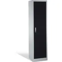C+P Aktenschrank Acurado mit Drehtür, 5 Ordnerhöhen, H1950xB500xT400mm Front Schwarzgrau Korpus Lichtgrau