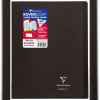 Clairefontaine 10x Koverbook, Heft 24x32 cm 48 Blatt 90g, französische Lineatur Seyès, Einband aus transparentem Polypropylen - Grau 981407C