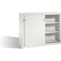 C+P Akten-Sideboard Acurado mit Schiebetüren, 2 x 3 Ordnerhöhen, H1200xB1600xT400mm Front Lichtgrau Korpus Lichtgrau