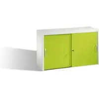 C+P Akten-Sideboard Acurado mit Schiebetüren, 2 x 2 Ordnerhöhen, H720xB1200xT400mm Front Viridingrün Korpus Lichtgrau