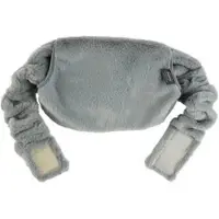 Fashy Wärmflasche Bauchtasche 65291, 0,8 Liter, grau, aus PVC, abnehmbarer Flauschbezug, mit Tasche und Gürtel