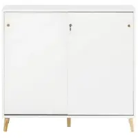 MÖBELPARTNER Aktenschrank Jaguar Large | HxBxT 92,6x100x41cm | 2 Fächern & 2 abschließbare Schiebetüren | Weiß | Büroschrank von PROREGAL