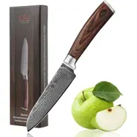 Wakoli EDIB Kleines Santokumesser aus Damast I 12cm Klinge I Pakka Griff