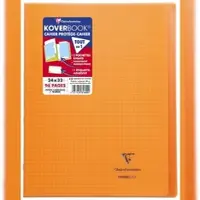 Clairefontaine 10x Koverbook, Heft 24x32 cm, 48 Blatt 90g,kariert 5/5 mit Rand, Einband aus transparentem Polypropylen - Orange 981609C