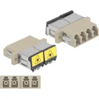 DeLOCK LWL Kupplung mit Laserschutzklappe LC Quad Buchse zu LC Quad Buchse Multimode beige, LC/LC, Beige, Multi-Modus, Kunststoff, Keramik, OM2