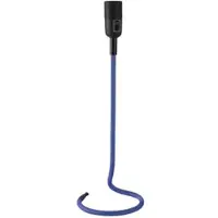 JUST LIGHT Tischlampe blau Tischleuchte Beistelllampe Textil Retro Wohnzimmerlampe, Kabel Design blau,1x E27, DxH 15 x 46,5 cm