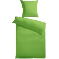 Kinzler Baumwoll-Satin Bettwäsche Uni 80 x 80 + 155 x 200 cm, Farbe grün
