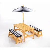 GreenYard Outdoor Kindersitzgruppe aus Tannenholz inkl. Schirm ca. 107 x 58 x 48 cm – Natur