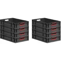Proregal SuperSparSet 8x Eurobox Nextgen Color HxBxT 12x40x60cm 23 Liter Griffe Rot Offen Schwarz Eurobehälter Transportbox Transportbehälter