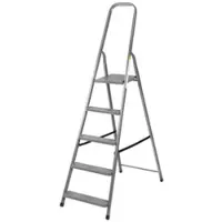 Proregal Metal Single Giraffe Einseitige-Metall-Bügelleiter | 5 Stufen | 173cm hoch | 125kg Tragkraft | Leiter, Stahlleiter, Trittleiter, Stufenleiter