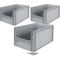 BRB-Lagertechnik BRB 3 Euroboxen mit Eingrifföffnung an einer Stirnseite, LxBxH 600x400x320 mm, grau
