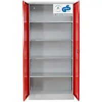 Proregal Stahlschrank Bee 6 Fachböden HxBxT 195 x 92 x 60 cm Verzinktes & Verstärktes Fachbodenmaterial Grau & Rot