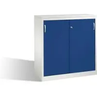 C+P Sideboard mit Schiebetüren Acurado, H1200xB1200xT500mm, Front Enzianblau, Korpus Lichtgrau