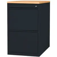 LÜLLMANN Standcontainer, Frontgriffleiste, 2 Schubladen, 750 x 460 x 790 mm, tiefschwarz/buche