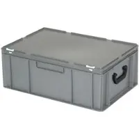 BRB-Lagertechnik BRB Kunststoffkoffer mit Scharnierdeckel, grau, LxBxH 600 x 400 x 230 mm, lebensmittelecht, Industriequalität