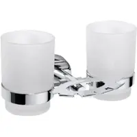 BRILLANTBAD BOMEGA Zahnbürstenhalter mit Doppelglas 190x95x125 mm für Bad & WC >> zum Bohren oder Kleben*