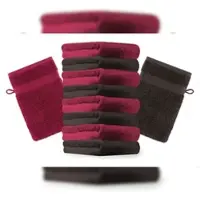 Betz 10 Stück Waschhandschuhe PREMIUM 100% Baumwolle Waschlappen Set 16x21 cm Farbe dunkelrot und dunkelbraun